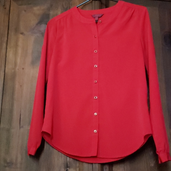 Red Button Up Blouse - Picture 2 of 2